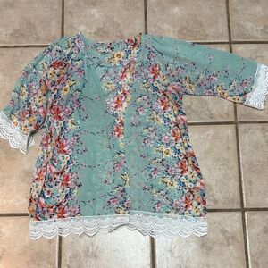 Floral Lace Trim Women cardigan